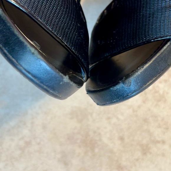 Prada Black/Sport NASTRA size 38 (8) Women Nylon Patent Leather Wedge Sandals - Picture 7 of 10